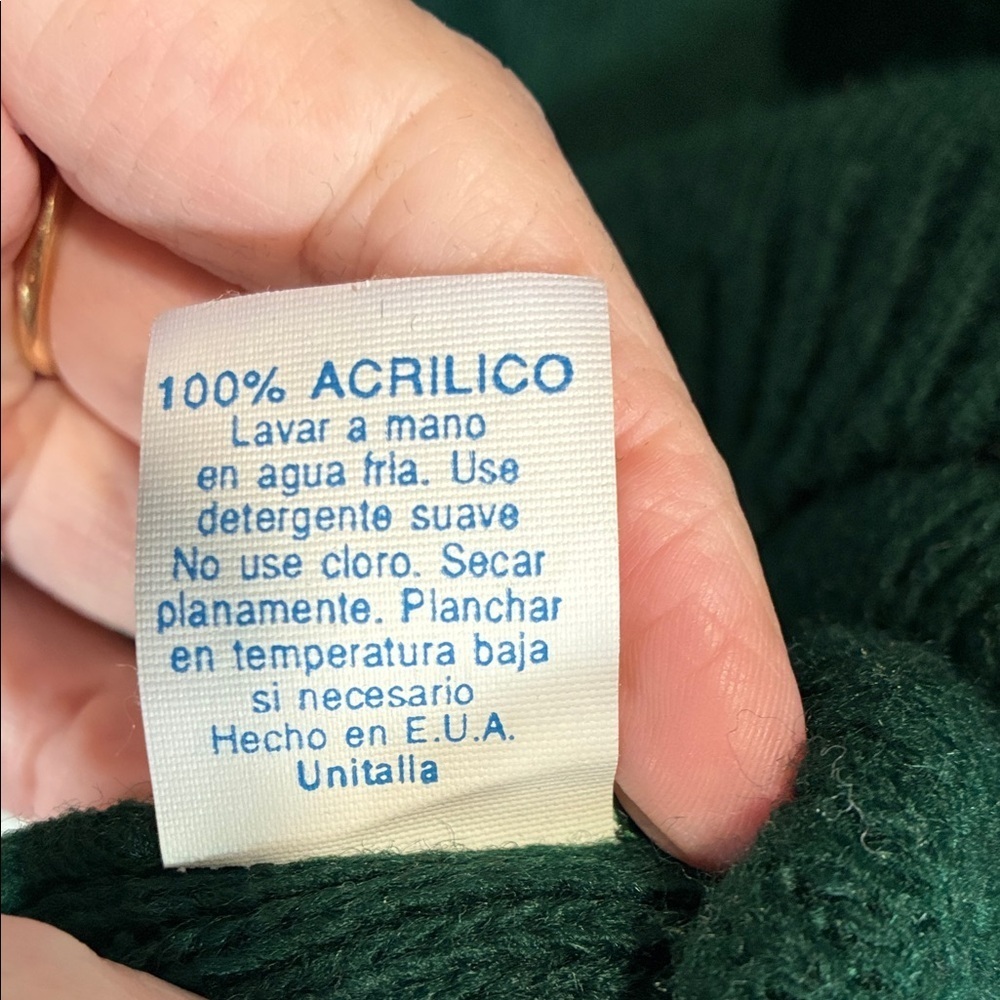 Vintage 90s Green Embellished Sweater XL Gold Studded V-Neck Retro - Picture 11 of 13